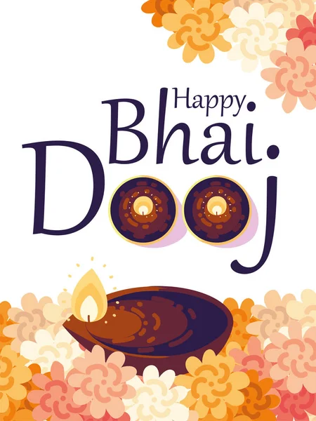 Bhai dooj tarjeta floral — Archivo Imágenes Vectoriales