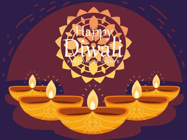 Feliz diwali festivo — Vector de stock