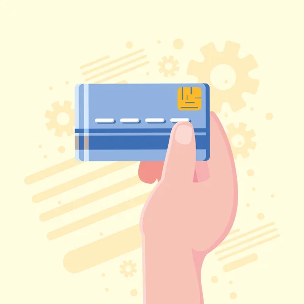 Hand with bank card — Stock Vector