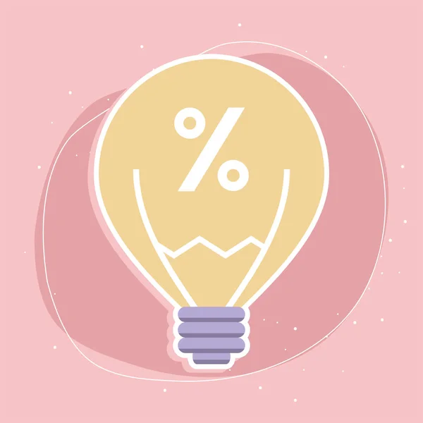 Bulb with percent sign — Stock Vector