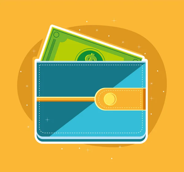 Wallet and money bill — Stock Vector