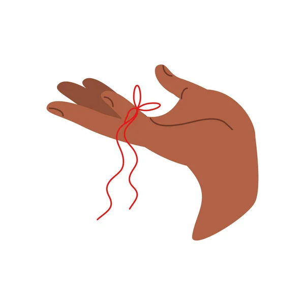 Red thread around little finger — Stock Vector