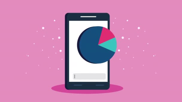 Statistiques infographie tarte dans l'animation smartphone — Video