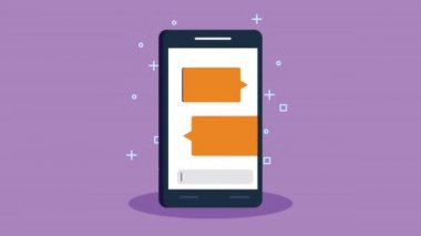 Konuşma baloncuklu akıllı telefon animasyonu