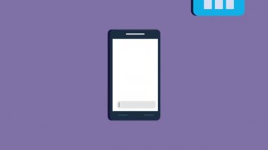 Sosyal medya simgeleri ve akıllı telefon animasyonu