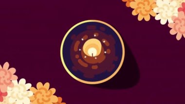 Bhai dooj mum ve çiçek çerçevesi ile kutlama