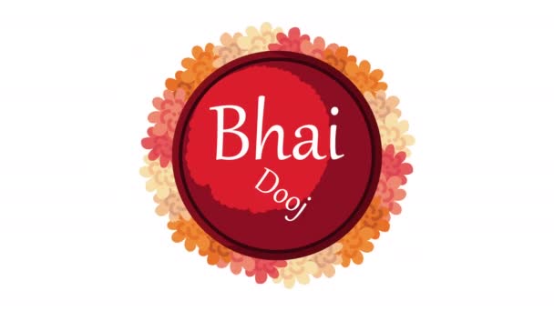 Bhai dooj lettering with circular floral frame — Stock Video