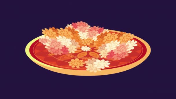 Bhai dooj uroczystości z kwiatami i świecą — Wideo stockowe