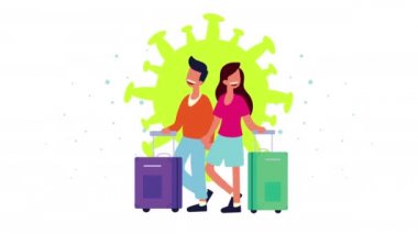 Seyahat bavullu çift animasyonu