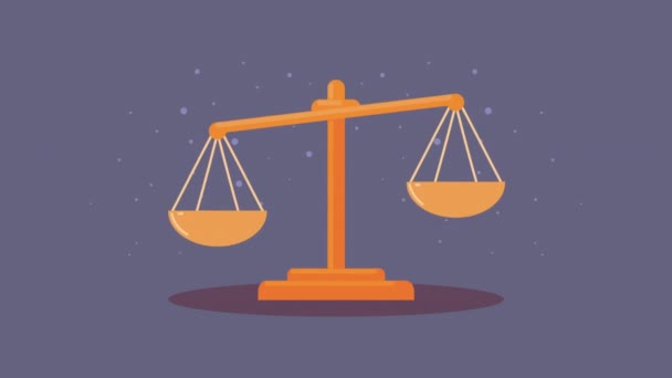Weegschaal van justitie maatregel animatie — Stockvideo