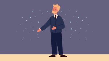 Sarışın, zarif iş adamı karakteri animasyonu