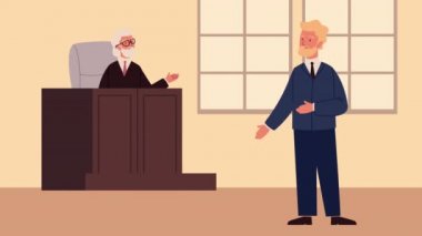 Yargıç ve avukat adalet animasyonu