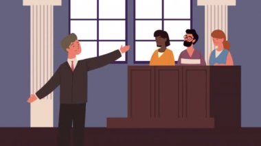 Avukat ve jüri adalet animasyonu