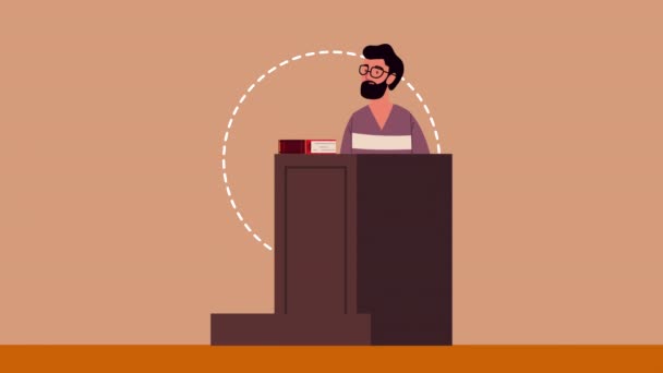 Justice lawyer in podium animation — Stock Video