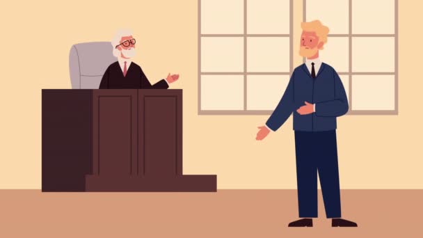 Judge and lawyer justice animation — Stock Video