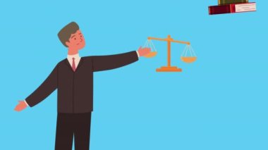 Adalet öğeleri ile avukat animasyonu