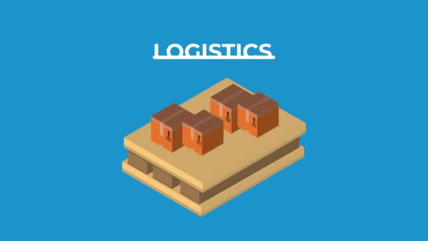 Pallet con scatole animazione logistica — Video Stock