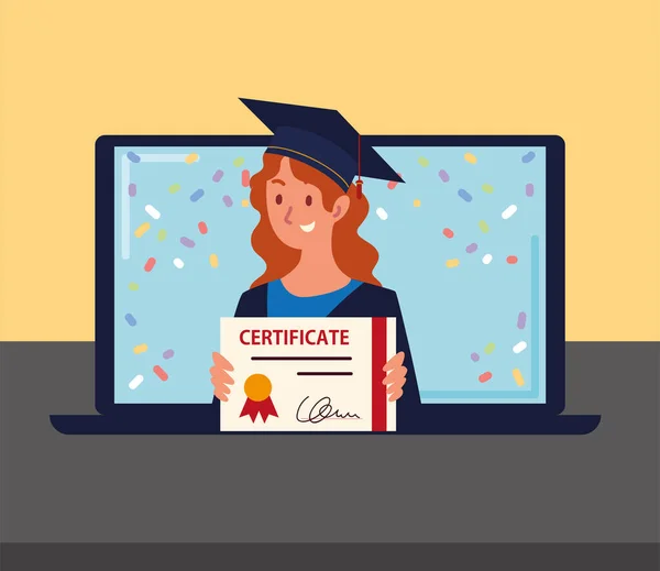 Virtueel graduatiecertificaat — Stockvector