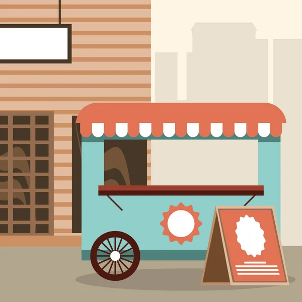 Negocio de camiones de comida callejera — Archivo Imágenes Vectoriales