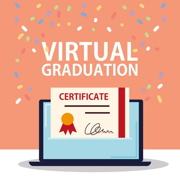 Certificaat virtuele graduatie — Stockvector