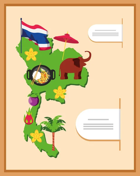 Thailand carte et icônes — Image vectorielle