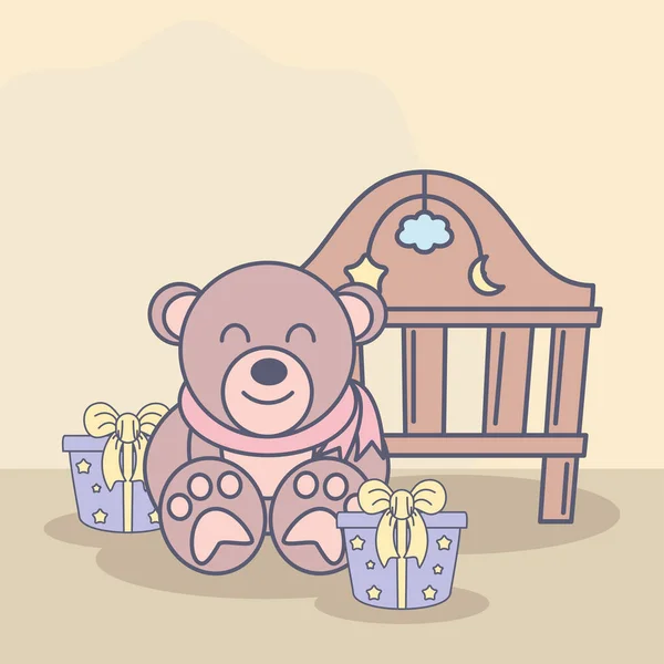 Bébé ours et berceau — Image vectorielle