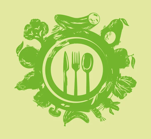 Nourriture végétalienne verte — Image vectorielle