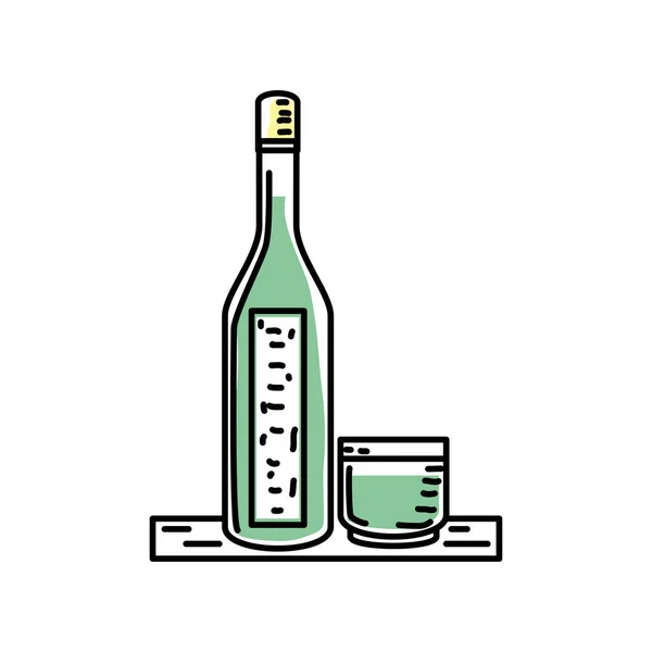 Botella y taza de soju — Vector de stock