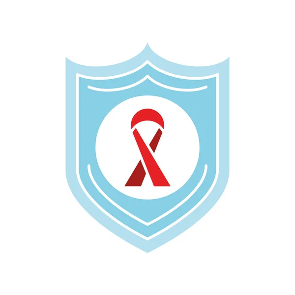 Red ribbon in shield — Stock Vector