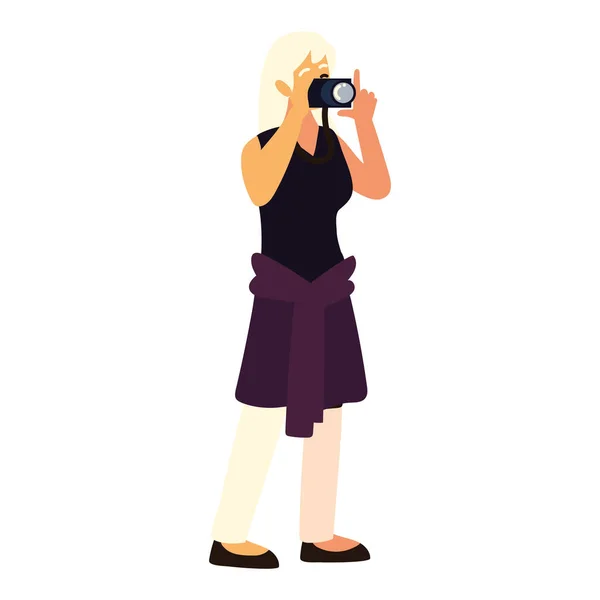 Женщина-фотограф с помощью камеры — стоковый вектор