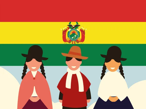 Bandera y pueblo bolivia — Vector de stock