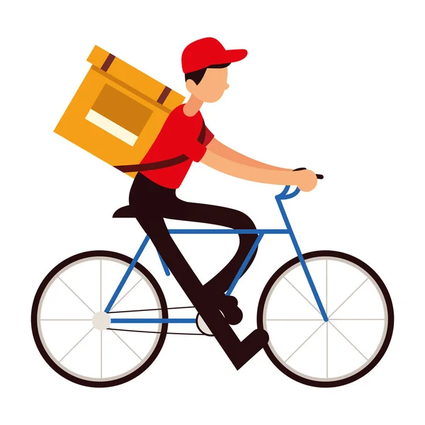 Livraison homme vélo d'équitation — Image vectorielle