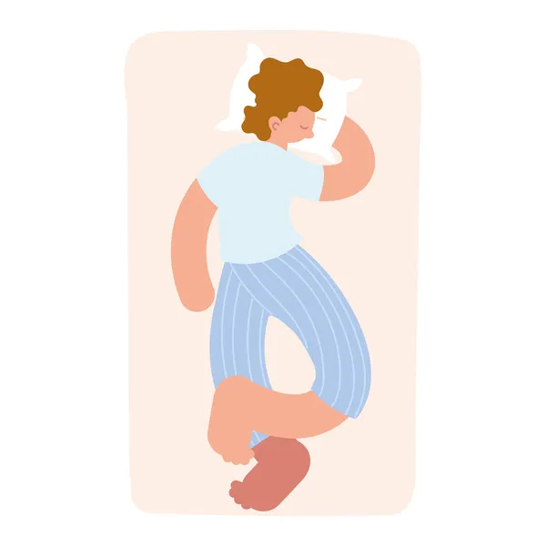 Durmiendo chico cruzado pies — Archivo Imágenes Vectoriales