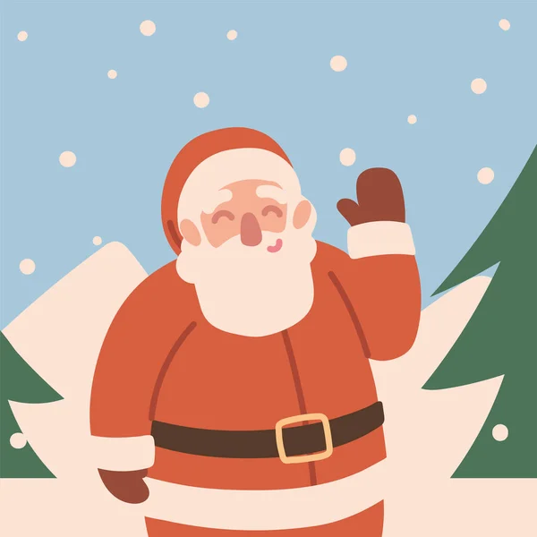 Santa Claus en el paisaje invernal — Vector de stock