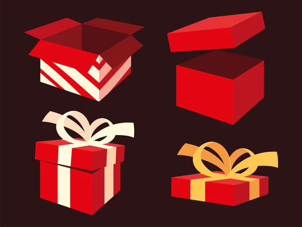 Nastavit červené krabice a dárky — Stockový vektor