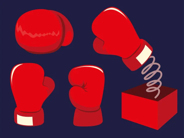 Conjunto de guantes de boxeo rojo — Vector de stock