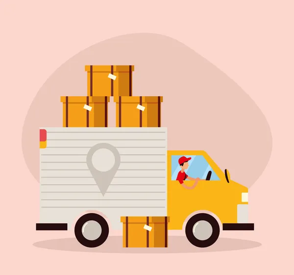 Delivery truck and packages — Stock Vector