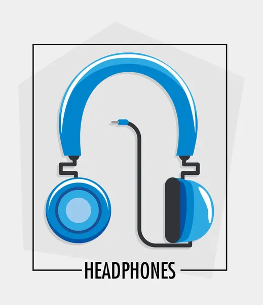 Blaue Kopfhörer mit Kabel — Stockvektor