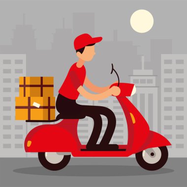 Teslimatçı scooter üzerinde