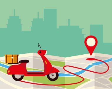 harita üzerinde dağıtım motosikleti