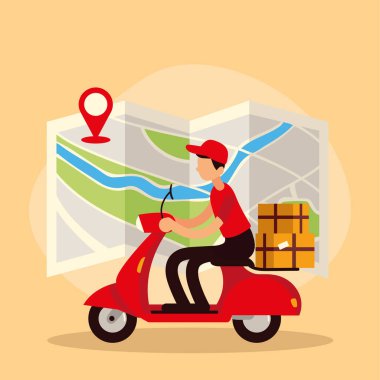 Motosikletli teslimatçı.