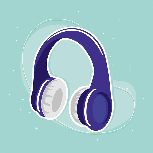 Purple headphones equipment — Stock Vector