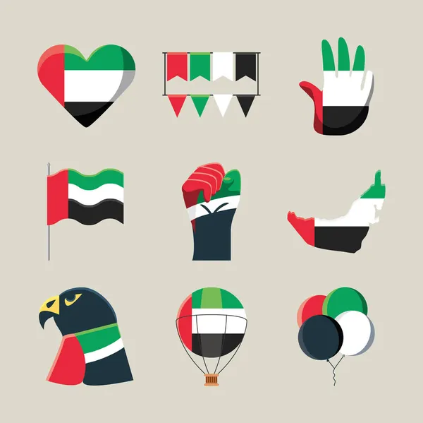 Emiratos Árabes Unidos banderas iconos — Vector de stock