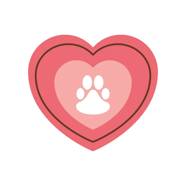 Haustiere Pfote im Herzen — Stockvektor