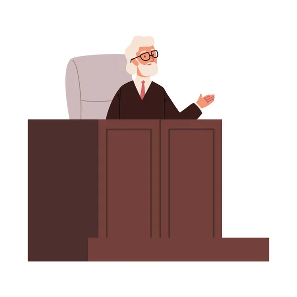 Judge sitting podium — Stock Vector