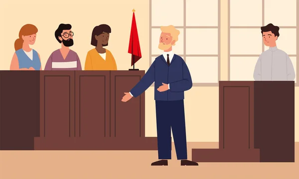 Tribunal de Justiça em sessão — Vetor de Stock