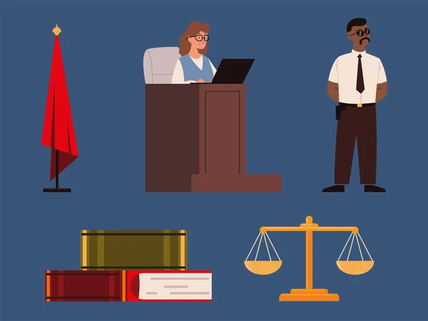 Δικαστικά νομικά εικονίδια — Διανυσματικό Αρχείο