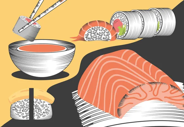 Japansk mat sushi — Stock vektor
