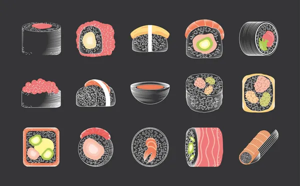 Comida de sushi japonés — Archivo Imágenes Vectoriales