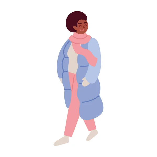 Donna con vestiti invernali — Vettoriale Stock